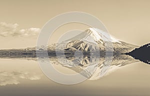 Amazing Mt. Fuji, Japan with the reflection on the on water at L