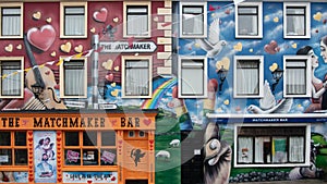 Amazing mural on the Matchmaker Bar in Lisdoonvarna, Ireland