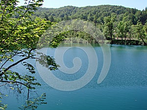 Fantastic panorama and natural scenery of forests, mountain rivers and waterfalls near Plitvice Lakes in Croatia.