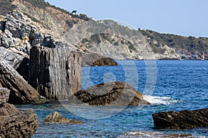 Amazing nature and sea landscapes of Greece. Skopelos island, Sporades. View of Agios Ioannis bay and beach photo