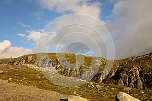 Amazing nature view from mount Hoven, splendid landscape picture over Nordfjord from Loen skylift