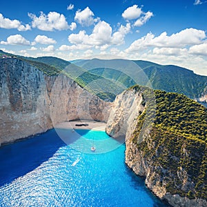 The amazing Navagio beach in Zante, Greece, with the famous wrecked ship photo