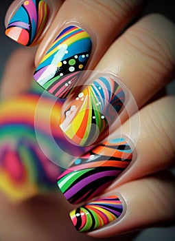 Amazing neil art with colorful striped neils