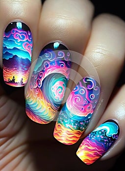 Amazing neil art with colorful waves neils