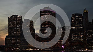 Amazing New York City Manhattan skyline night panorama view over Hudson River.