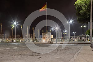 Amazing night photography around Port Authority in Malaga. Old Spanish style Junta del Puerto in long time exposure.