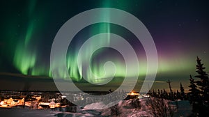 The amazing night skies over Yellowknife, Northwest Territories of Canada putting on an aurora borealis show