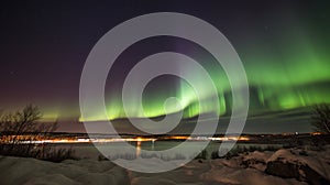 The amazing night skies over Yellowknife, Northwest Territories of Canada putting on an aurora borealis show