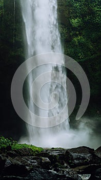 Amazing Nungnung waterfall close up, Bali, Indonesia