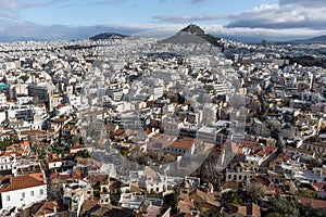 Amazing panorama from Acropolis to city of Athens, Greece