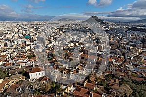 Amazing panorama from Acropolis to city of Athens, Greece