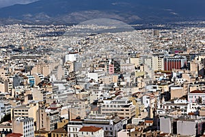 Amazing panorama from Acropolis to city of Athens, Greece