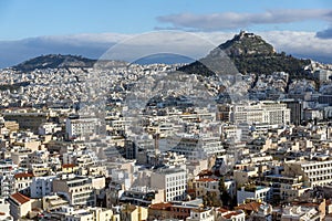 Amazing panorama from Acropolis to city of Athens, Greece