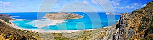 Amazing panorama of Balos Lagoon and Gramvousa island on Crete