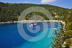 Amazing panorama of Foki Fiskardo Beach, Kefalonia