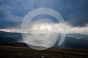 amazing panorama of heavenly lights at sunset in high mountains