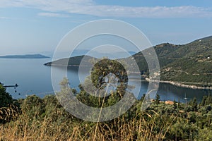 Amazing panorama of Mikros Gialos beach, Lefkada, Greece