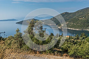 Amazing panorama of Mikros Gialos beach, Lefkada, Greece