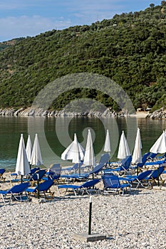 Amazing panorama of Mikros Gialos beach, Lefkada, Greece
