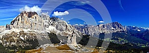 Amazing panorama from Nuvolau peak in Dolomites