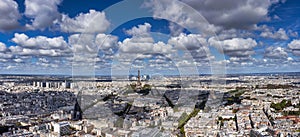 Amazing panorama of Paris with Eiffel Tower at sunny day. France