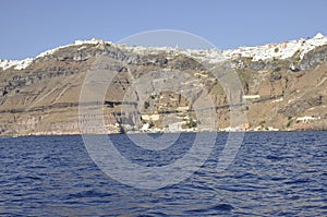 Amazing Panorama of the Santorini island from the sea