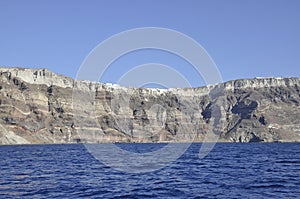 Amazing Panorama of the Santorini island from the sea