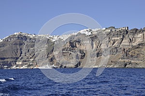 Amazing Panorama of the Santorini island from the sea