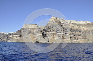 Amazing Panorama of the Santorini island from the sea photo