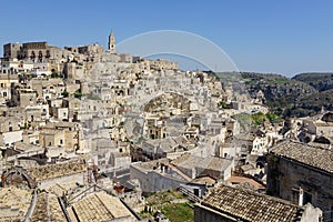 Amazing panorama view of ancient ghost town of Matera Sassi di
