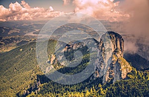 Amazing Panorama view in Ceahlau mountains in Romania