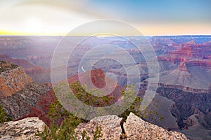 Amazing panorama view of Grand Canyon next to Hopi Point