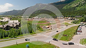 Amazing panoramic aerial view of Teton Village near Jackson Hole in summertime, WY, USA