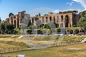 Amazing panoramic view of Circus Maximus in city of Rome, Italy