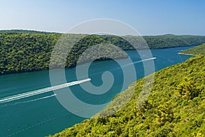 Amazing panoramic view of Lim Limska canal and valley in Croatia photo