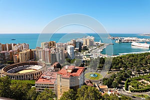 Amazing panoramic view of Malaga City, Andalusia, Spain