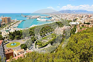 Amazing panoramic view of Malaga City, Andalusia, Spain, Europe