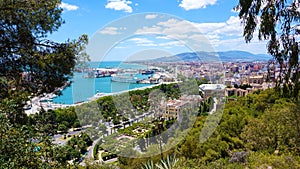 Amazing panoramic view of Malaga City, Andalusia, Spain, Europe