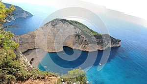 Amazing panoramic view of Navagio Bay Zakynthos, Greece