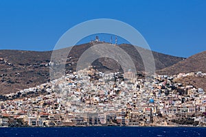 Amazing Panoramic view to town of Ermopoli, Syros, Greece