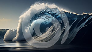 Amazing perfect wave. A perfect big barrel wave breaking ocean. Beautiful deep blue tube wave in th