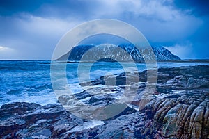 Amazing and Picturesque Norwegian Skagsanden Beach At Early Spring