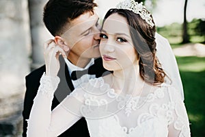 Amazing portrait of a wedding couple