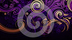 Amazing purple, gold and black maori pattern