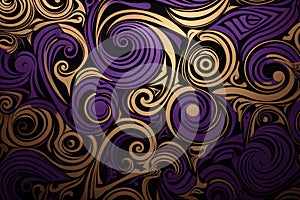 Amazing purple, gold and black maori pattern