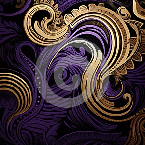 Amazing purple, gold and black maori pattern