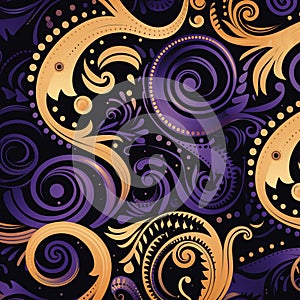 Amazing purple, gold and black maori pattern