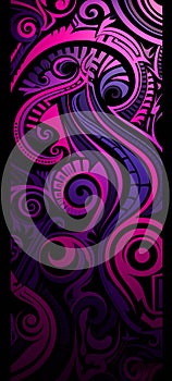 Amazing purple, pink, gold and black maori pattern