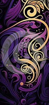 Amazing purple, pink, gold and black maori pattern