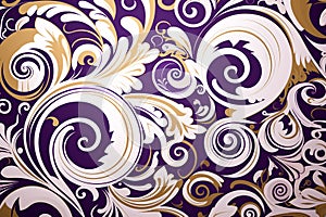 Amazing purple, white, gold and black maori pattern